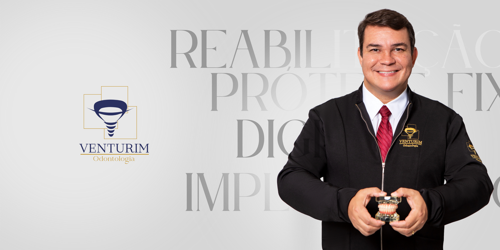 Banner que destaca os serviços de reabilitação oral do Dr. Poliano.